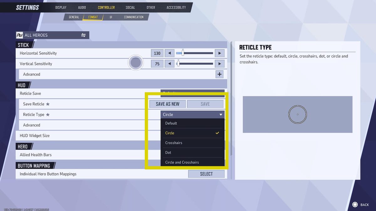 Marvel Rivals Crosshair options