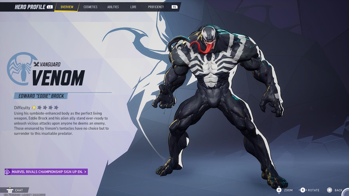 Marvel Rivals Venom: Venom's in-game bio