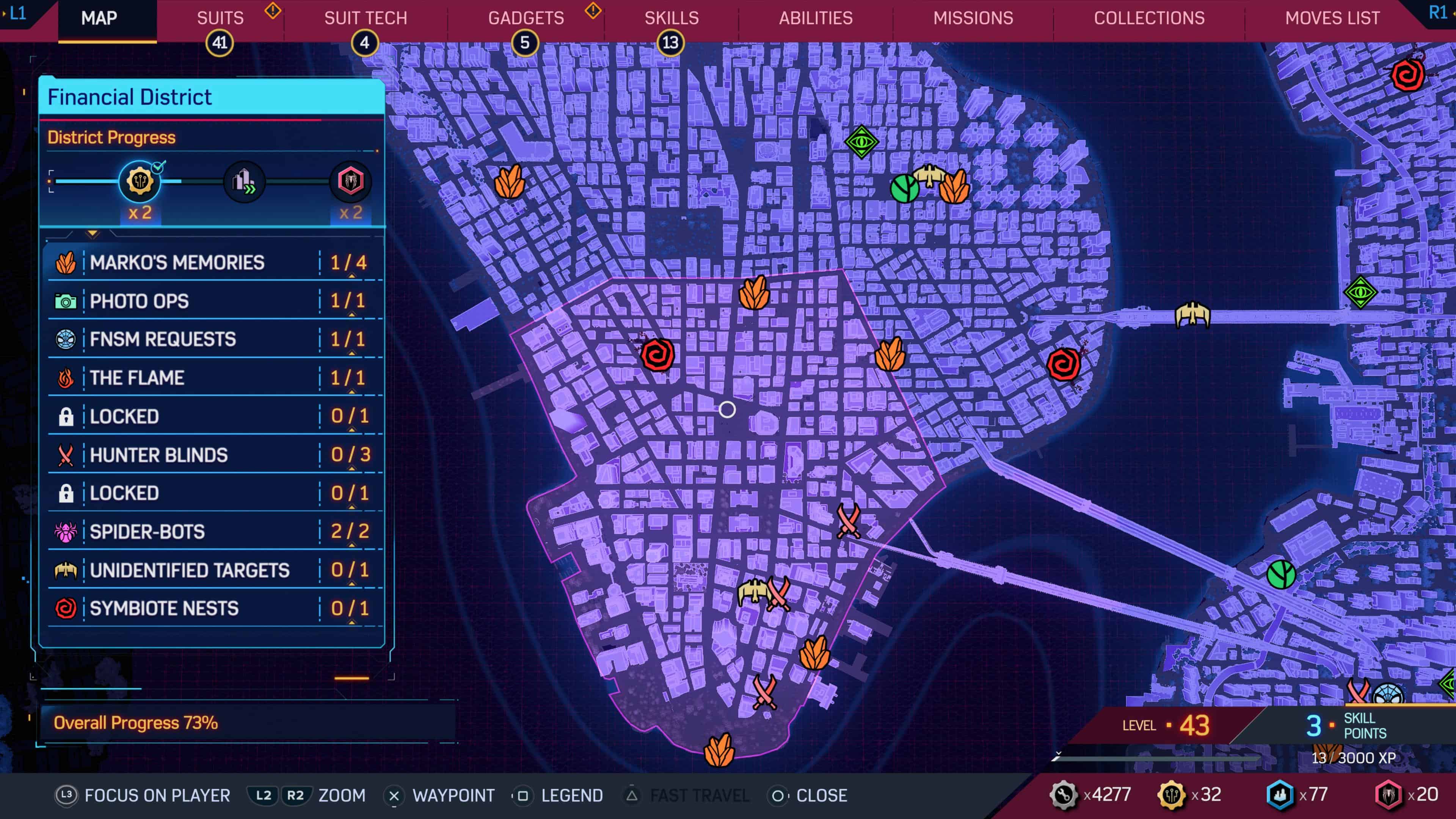 A screenshot showcasing the fast travel system in Spider-Man 2.