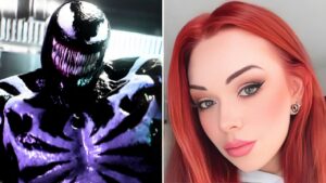 Left image Venom in Spider-Man 2, right image cosplayer Whoisjillea
