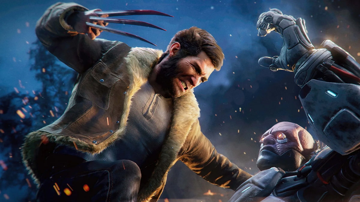Wolverine attacking cyborg enemy with claws