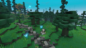 Forest area in Minecraft Legends on Nintendo Switch.