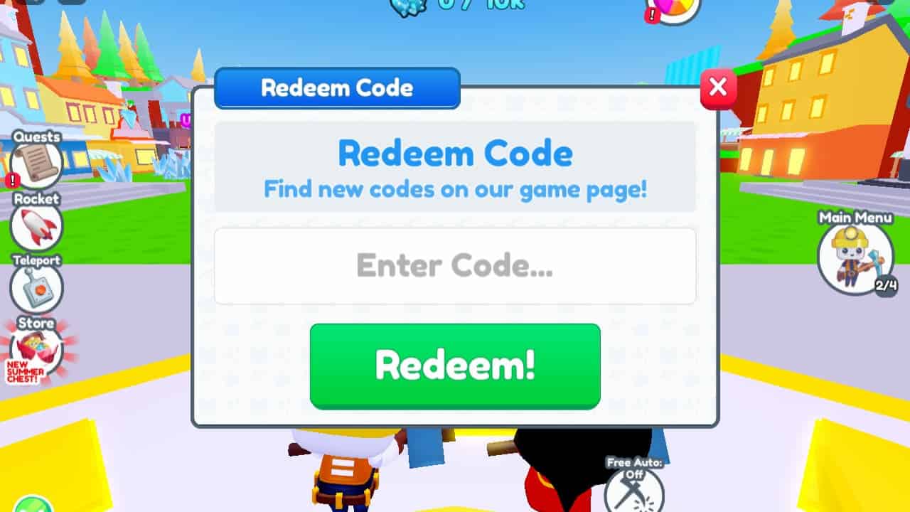 Minion simulator codes: Code redemption screen