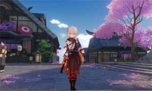 Kazuha standing in Inazuma in Genshin Impact.