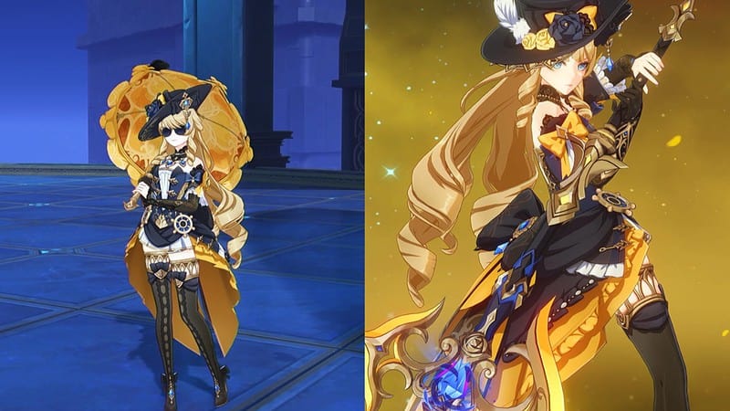 Two screenshots showcasing the best build for Navia
