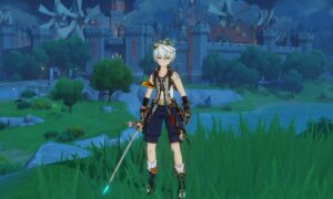 Genshin Impact Bennett best builds: Bennett stands in a field in Mondstadt