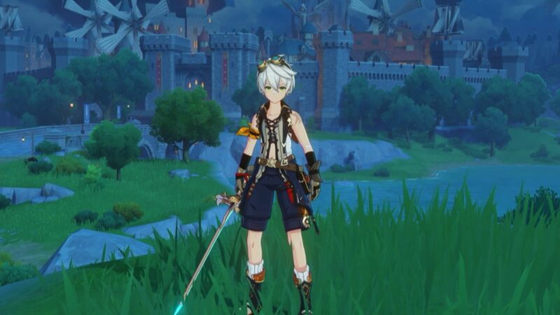 Genshin Impact Bennett best builds: Bennett stands in a field in Mondstadt