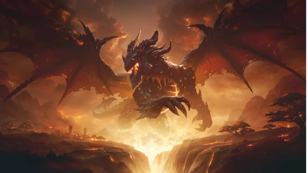 world of warcraft classic cataclysm release date - a large dragon called Deathwing attacks the land