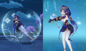 Best weapons for Layla: Image comp shows Layla from Genshin Impact