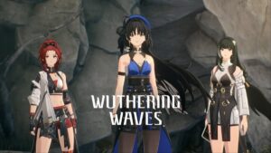 wuthering waves release time - three anime characters stand on a rock