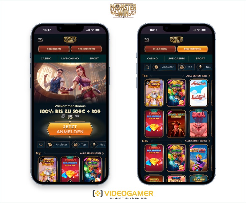 MonsterWin Casino mobile Version für Deutschland