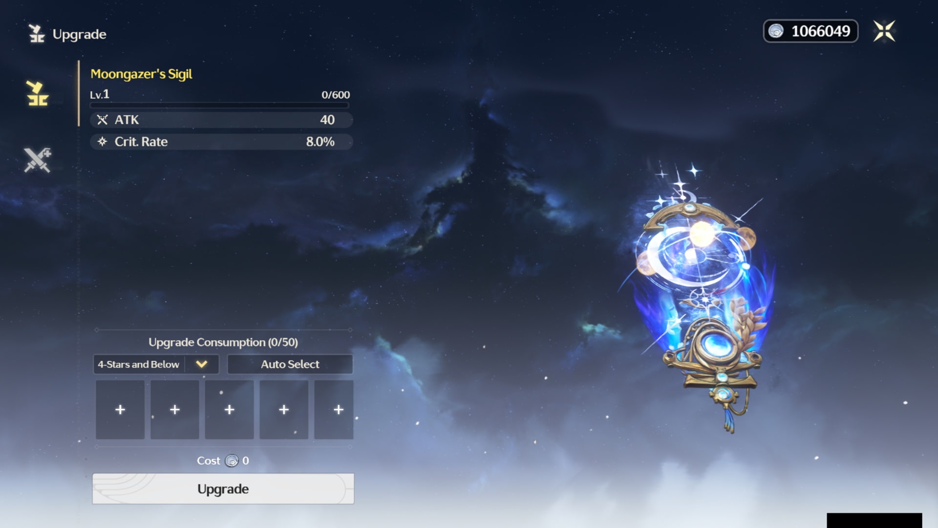 Wuthering Waves Moongazer’s Sigil weapon upgrade screen