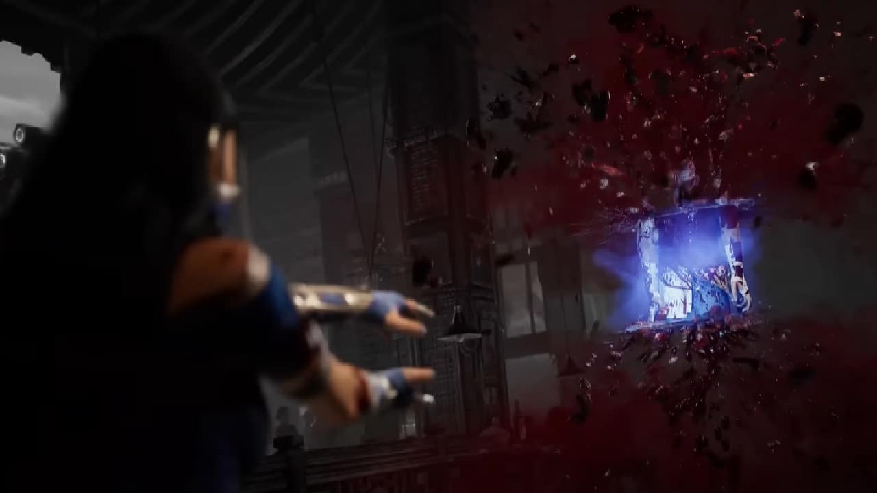 Mortal Kombat 1 fatalities: An image of Kitana's Royal Blender fatality in the latest Mortal Kombat game.