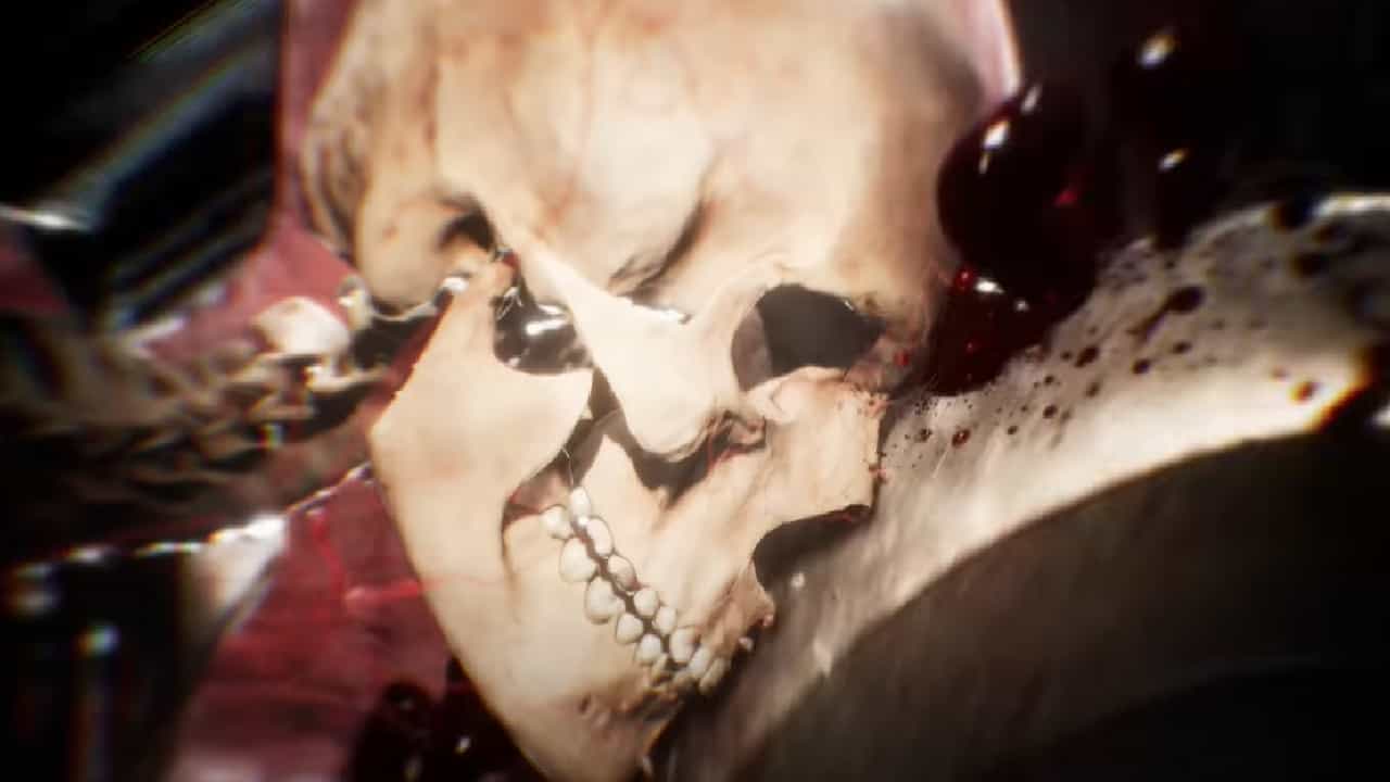 Mortal Kombat 1 fatalities: An image of a skull in Kung Lao's Hat Sever fatality in the latest Mortal Kombat game.