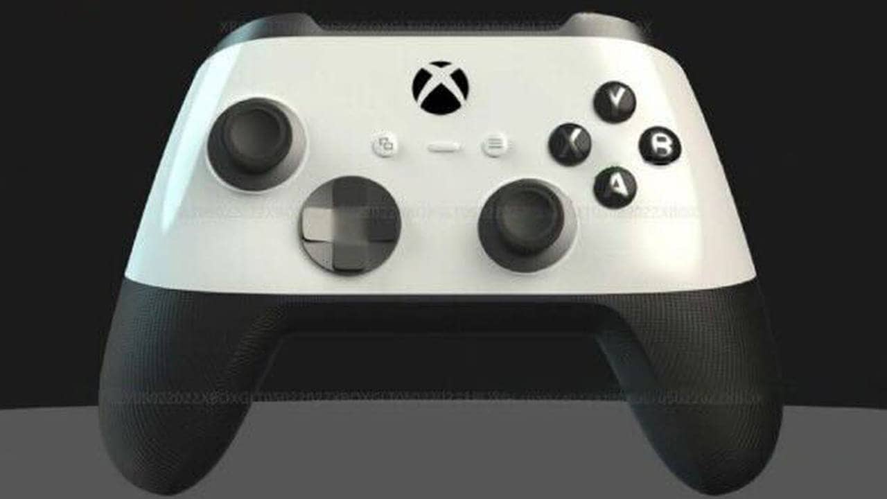 A black Xbox controller on a white background.