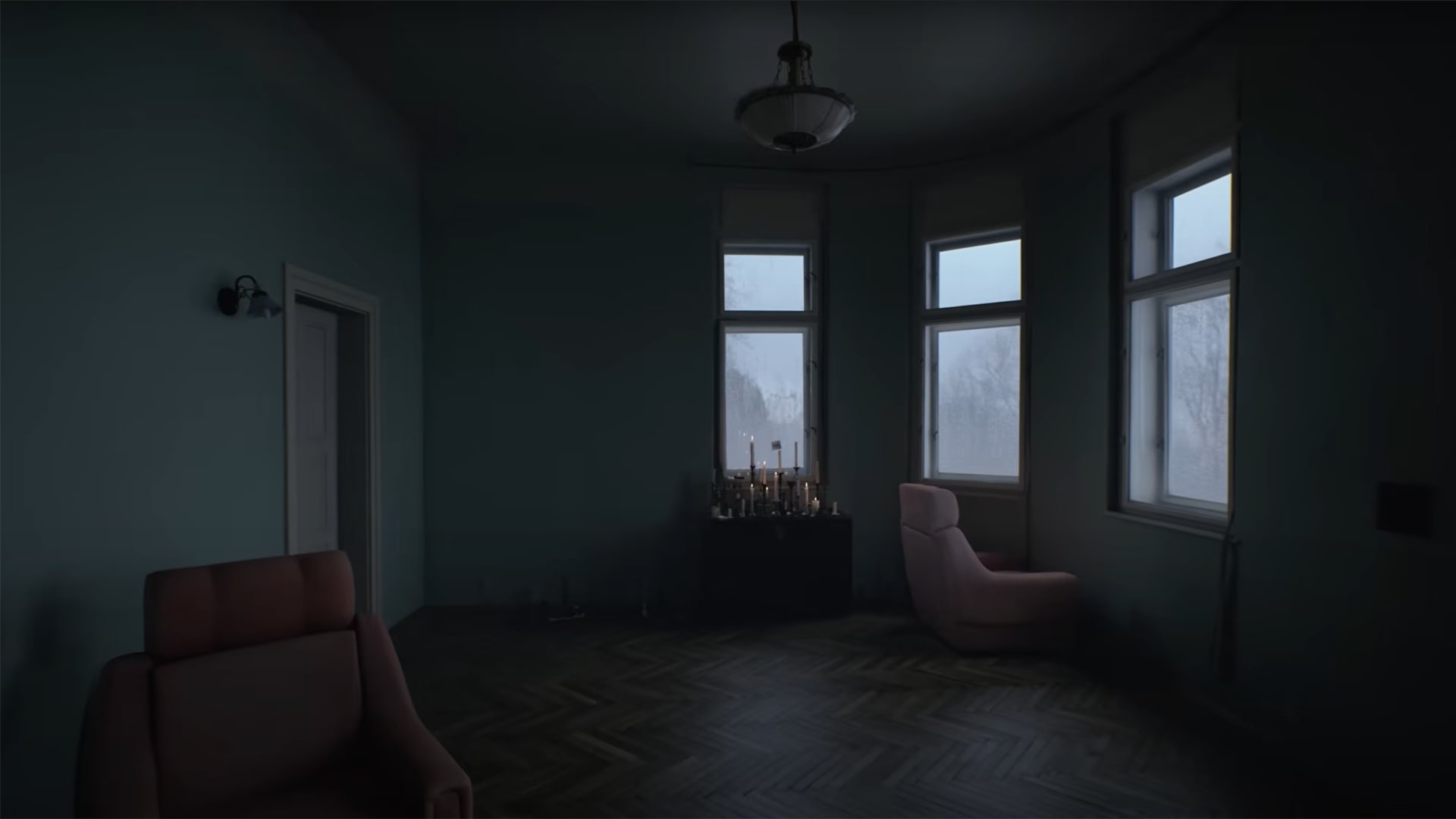 OD game dark room with candles