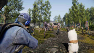 Picture of a survivor shooting at alien mutant creatures.