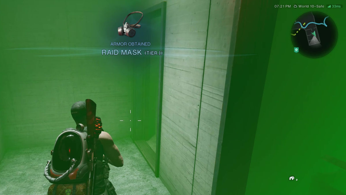 Once Human bunker: the bunker filled with a green gas after triggering an event.
