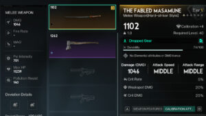 Once-Human-katana: An image of a katana in player's loot inventory.