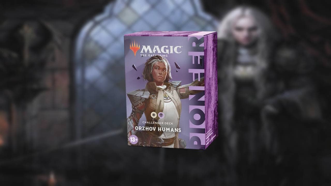 A magic the gathering booster box with an image of a woman in front of a castle, available alongside the best challenger decks.