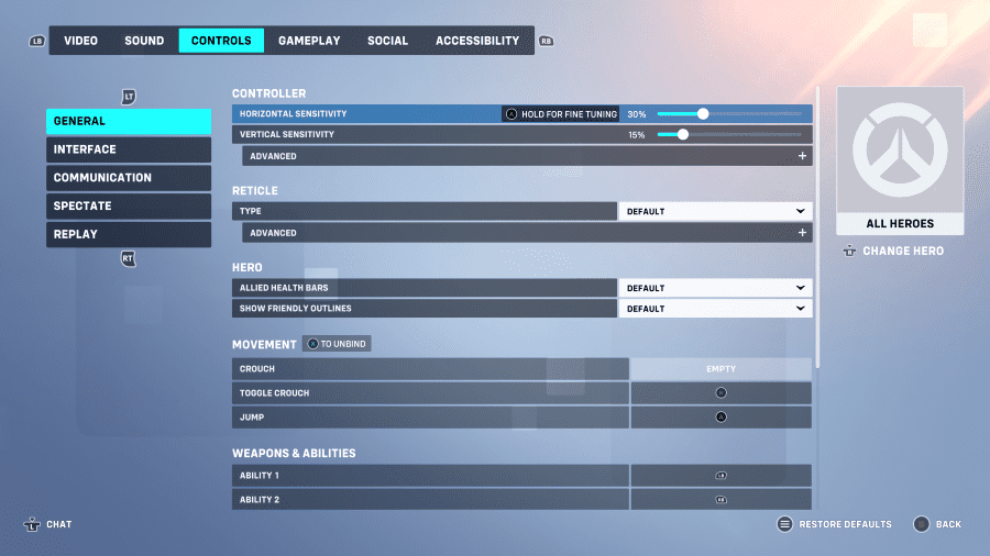 Overwatch 2 Xbox Controller Settings