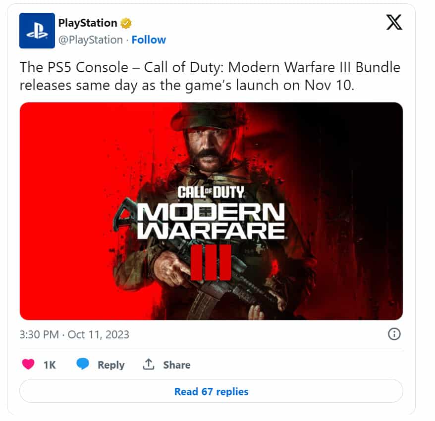 Call of Duty Modern Warfare PS5 bundle confirmed via Tweet