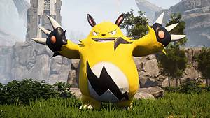 How to get gunpowder in Palworld: large yellow Pal looking menacing.