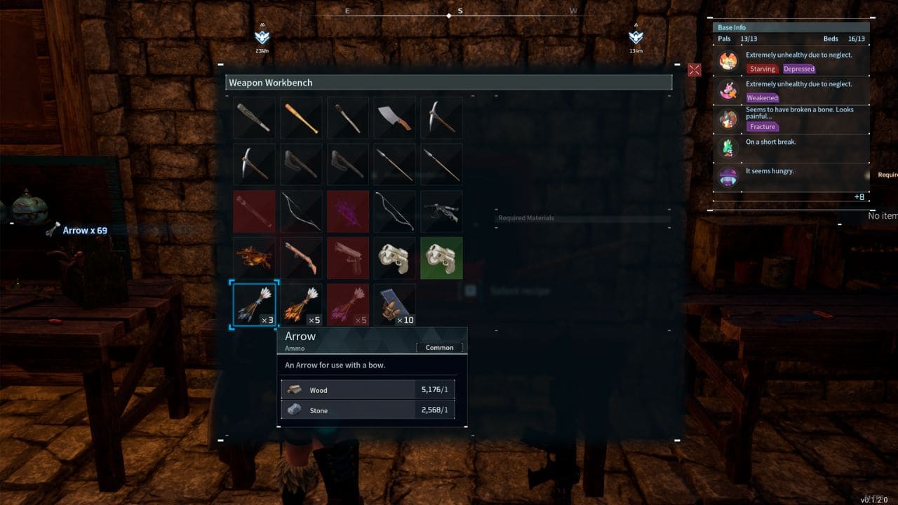 A screenshot of a screenshot illustrating how to farm arrows.