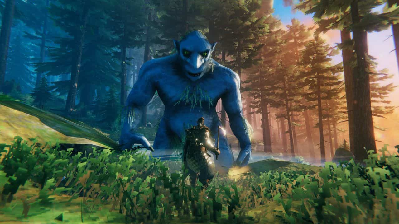 An image of a blue creature in the woods, reminiscent of games like Palworld.