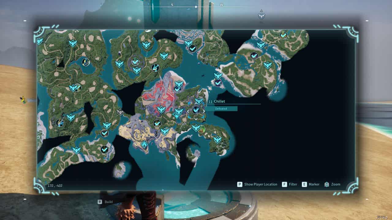 A screenshot displaying the map of a video game.