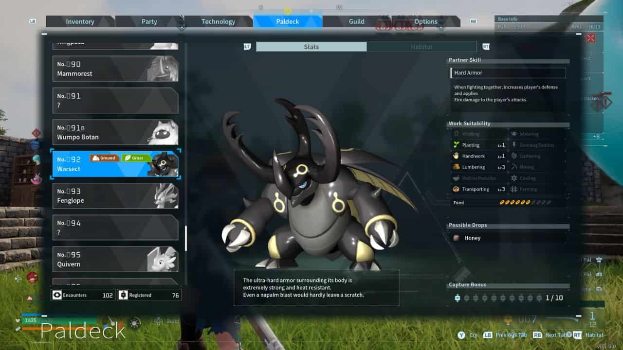 Palworld how to get Warsect – Warsect location and item drops