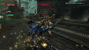 Picture of a Tyranid warrior being parried in Space Marine 2.