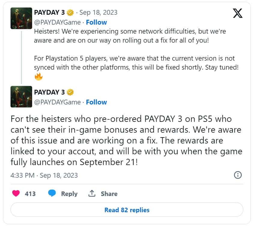A tumblr discussing Payday 3 pre-order rewards and claiming options.