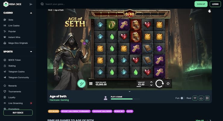 Playing Age of Seth at Mega Dice