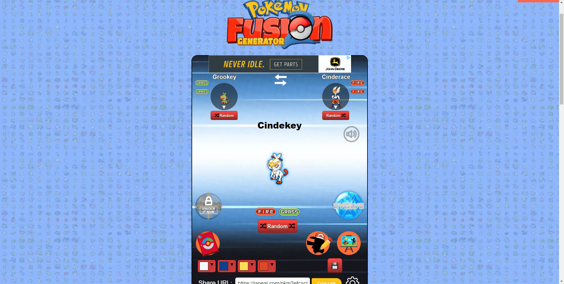 Pokemon fusion - screenshot from Pokemon Fusion Generator.
