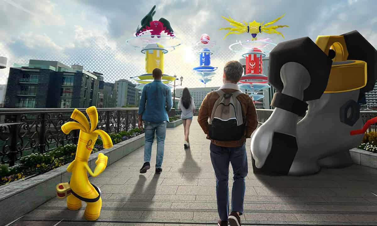 Pokémon Go codes: Several characters walking across a bridge