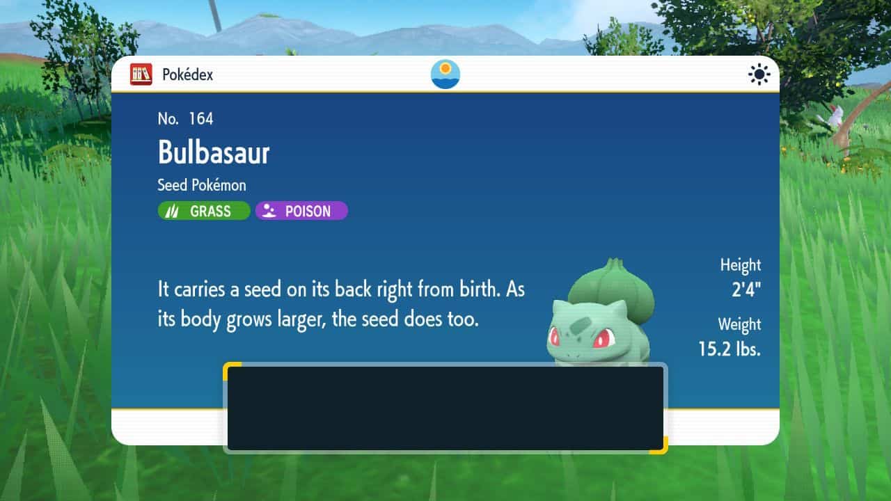 Pokemon-Scarlet-Violet-Indigo-Disk-Catch-Bulbasaur-Pokedex-Information