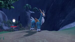 Pokemon-Scarlet-Violet-Indigo-Disk-Catch-Cobalion-Legendary-Pokemon-On-Grassy-Hill
