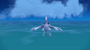 Pokemon-Scarlet-Violet-Indigo-Disk-Catch-Lugia-Legendary-Pokemon-Floating-in-Water