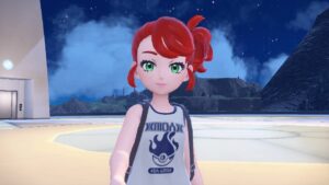 Pokemon-Scarlet-Violet-Indigo-Disk-Catch-Solgaleo-Player-Standing-On-Pokemon-League-Building-Roof