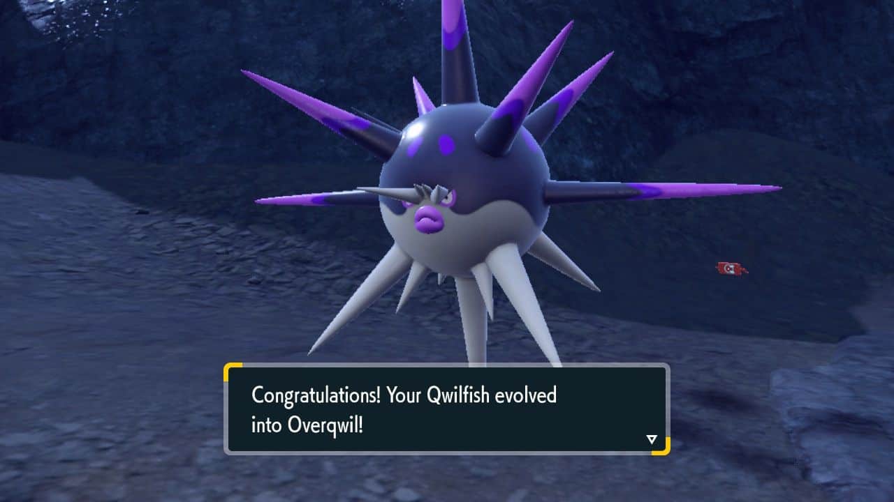 Pokemon-Scarlet-and-Violet-Indigo-Disk-Evolve-Qwilfish-Pokemon-Evolved-Into-Overqwil