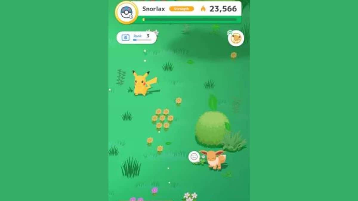 The Eevee evolutions in Pokemon game are shown on a phone screen.