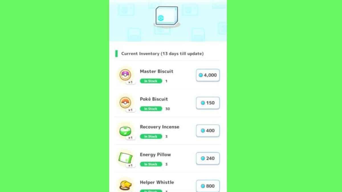 A screen displaying a variety of items along with instructions on how to catch Pokémon.