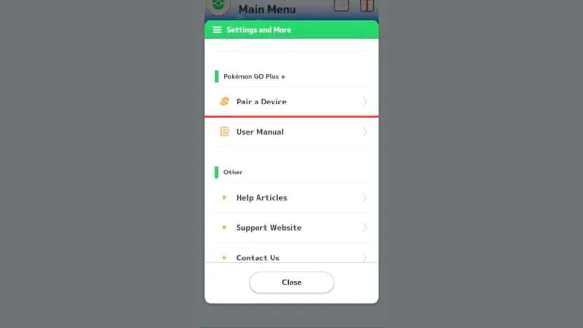 A screenshot of the menu option on a mobile phone that reveals the connectivity between Pokémon Sleep and Pokémon Go.
