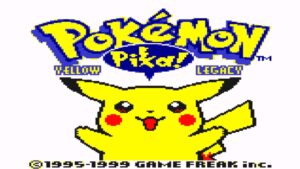 Title screen of the game "Pokémon Yellow Version: Special Pikachu Edition" showing Pikachu with an open mouth, the game title, and copyright info from 1995-1999 by GAME FREAK Inc. The iconic Pokémon adds a nostalgic charm to this beloved classic.