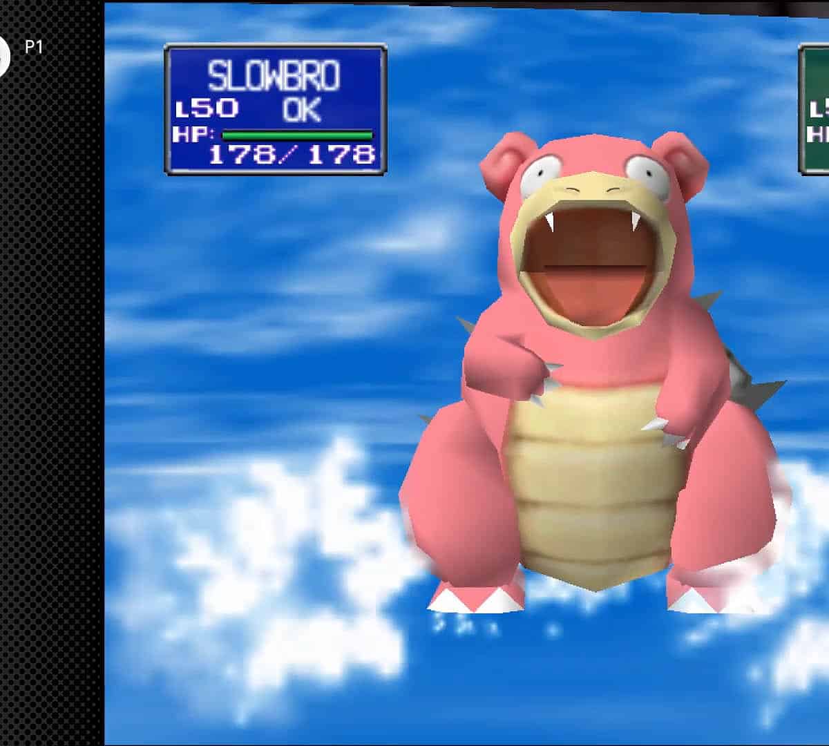 Pokemon Stadium - Slowbro performing a water attack