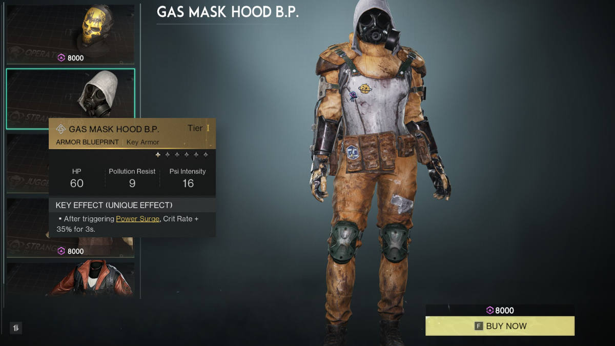 Power Surge Once Human: a picture of a white hood with a gas mask.