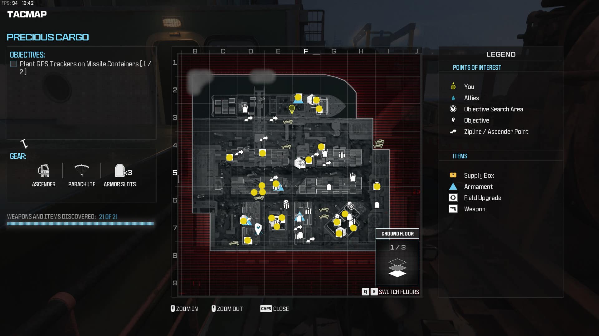 Modern Warfare 3 Precious Cargo: map: weapon and field upgrade locations on map.