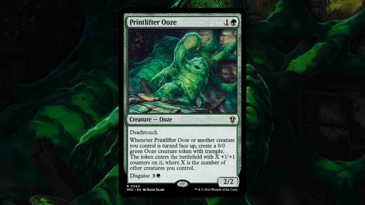 A green creature with a green card.