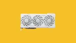 RX 7800 XT GPU on a yellow background